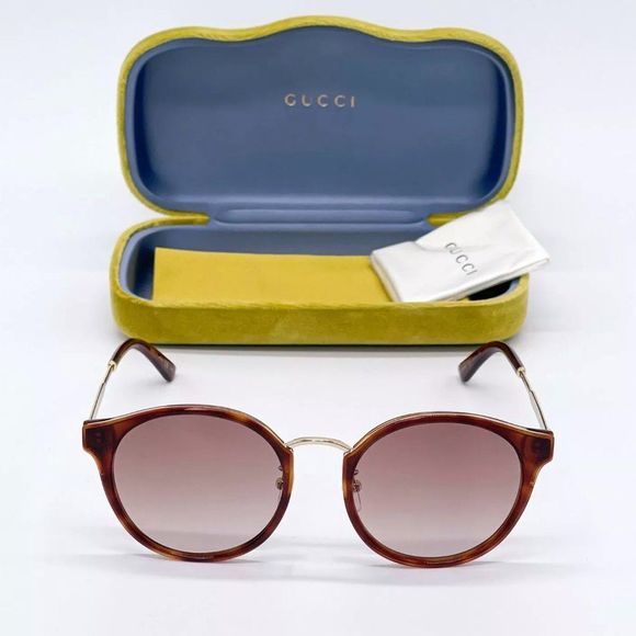 Sale! New Gucci Women\'s 54mm Havana Brown Metal Sunglasses! main image 4